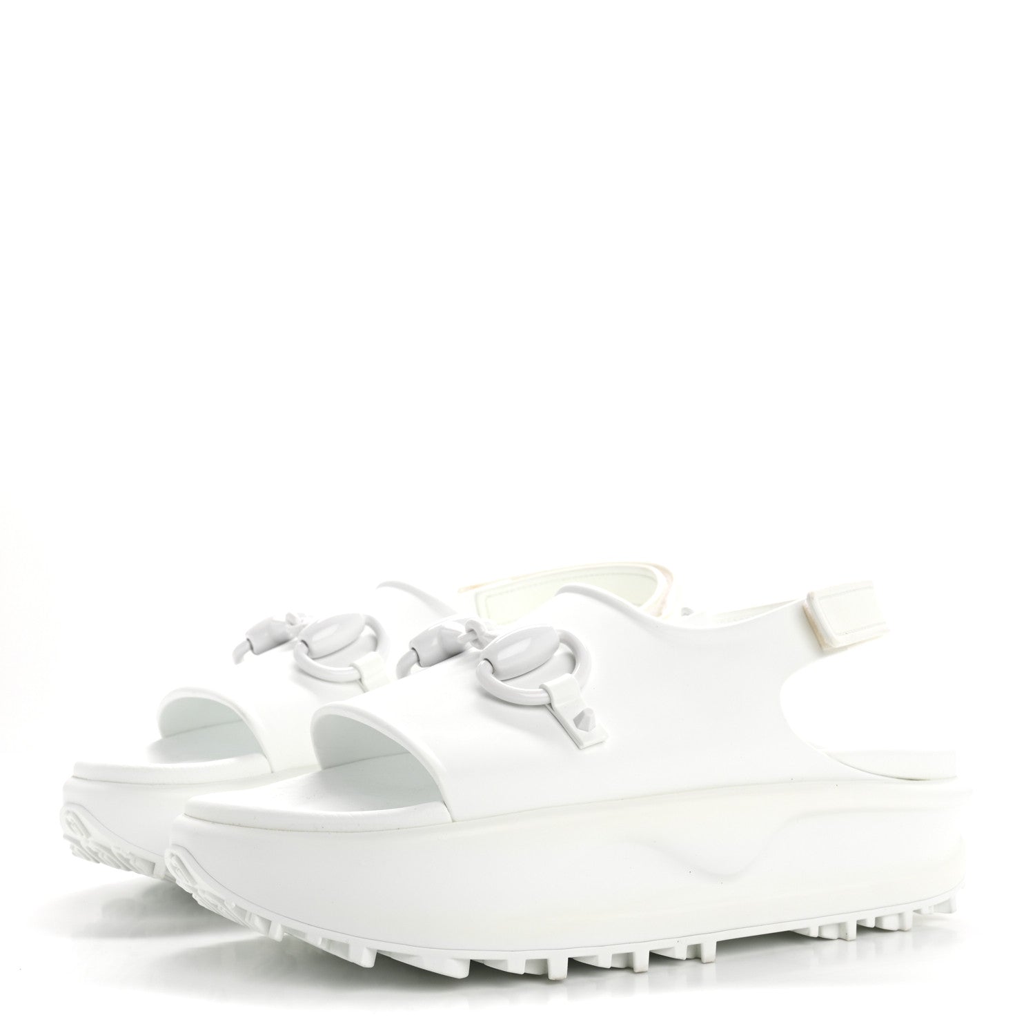 Soft Rubber Horsebit Touch Womens Strapped Sandals 40 Great White
