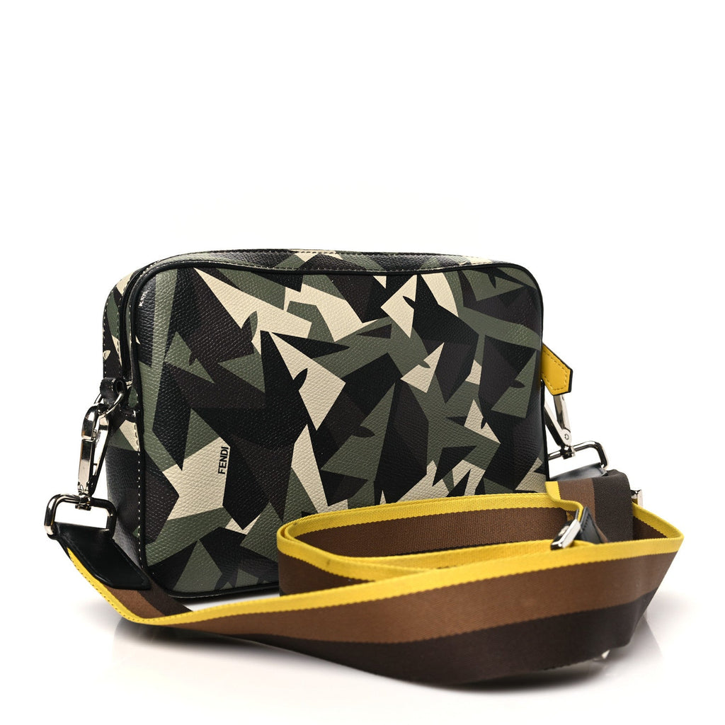 Textured Calfskin Bugs Camouflage Medium Camera Case Multicolor Military