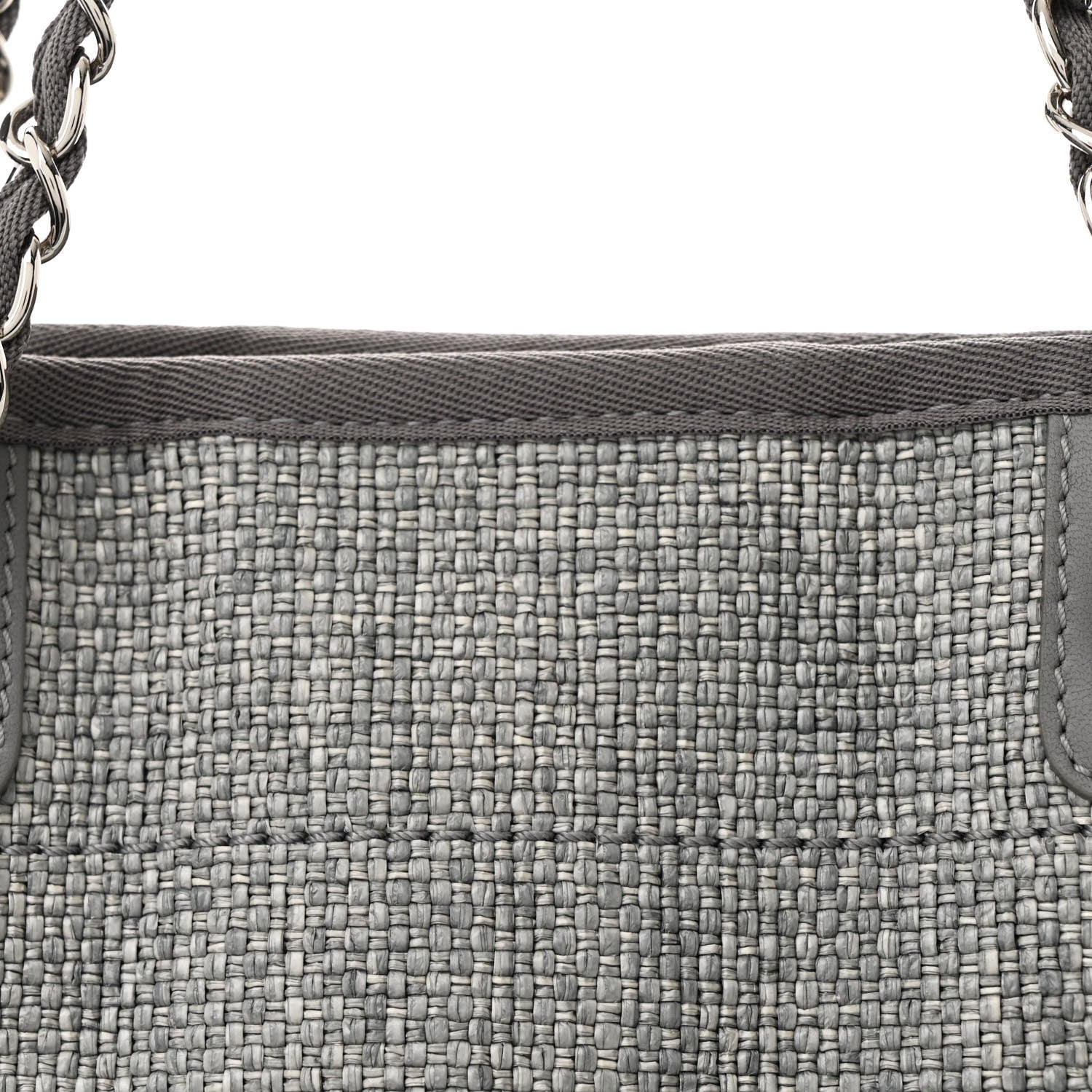 Woven Straw Raffia Small Deauville Tote Charcoal