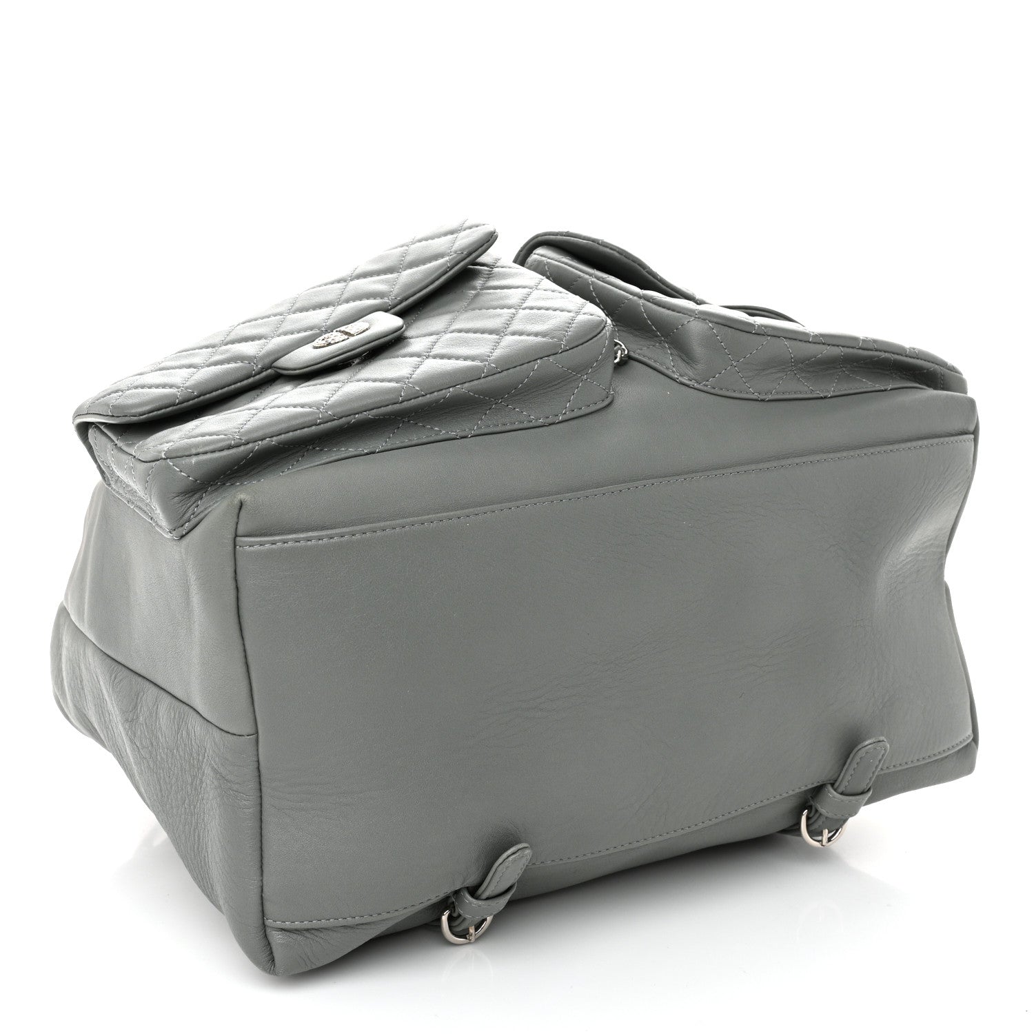 Lambskin Quilted Backpack Pocket Grey