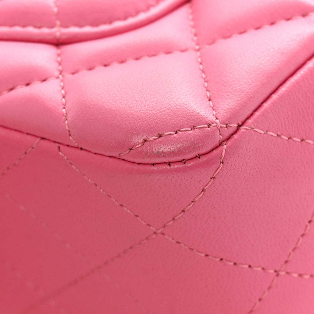 Lambskin Quilted Mini Rectangular Flap Pink