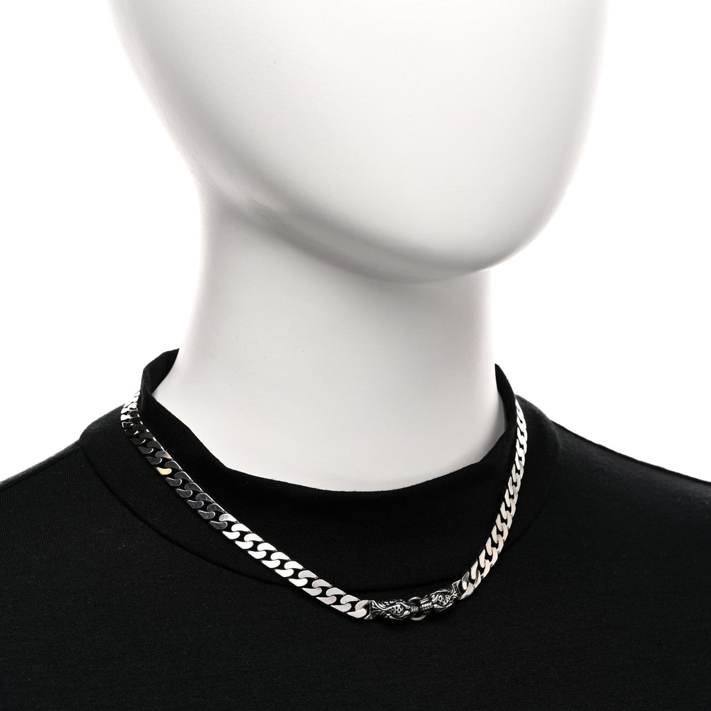 Sterling Silver Tigers  Head Choker Chain Necklace