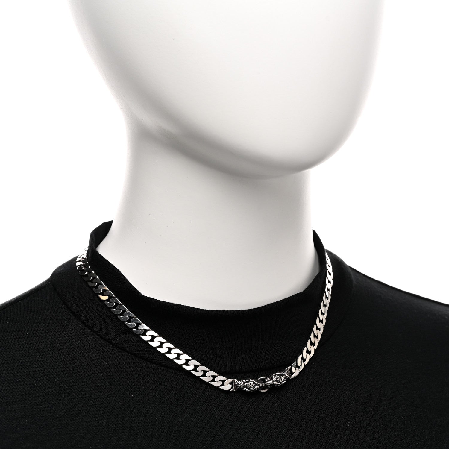 Sterling Silver Tigers  Head Choker Chain Necklace