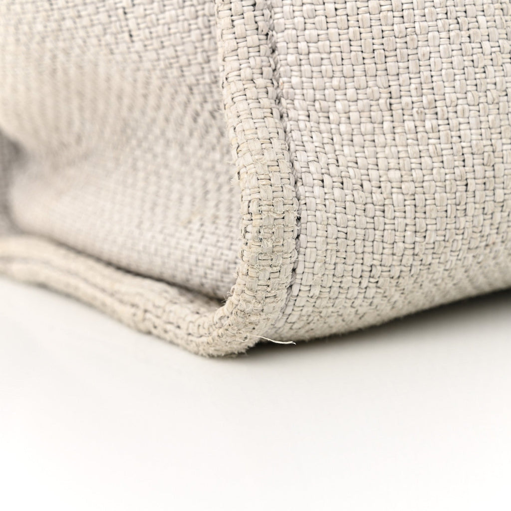 Woven Straw Raffia Small Deauville Tote Grey