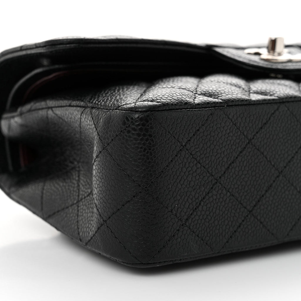 Caviar Quilted Small Double Flap Black