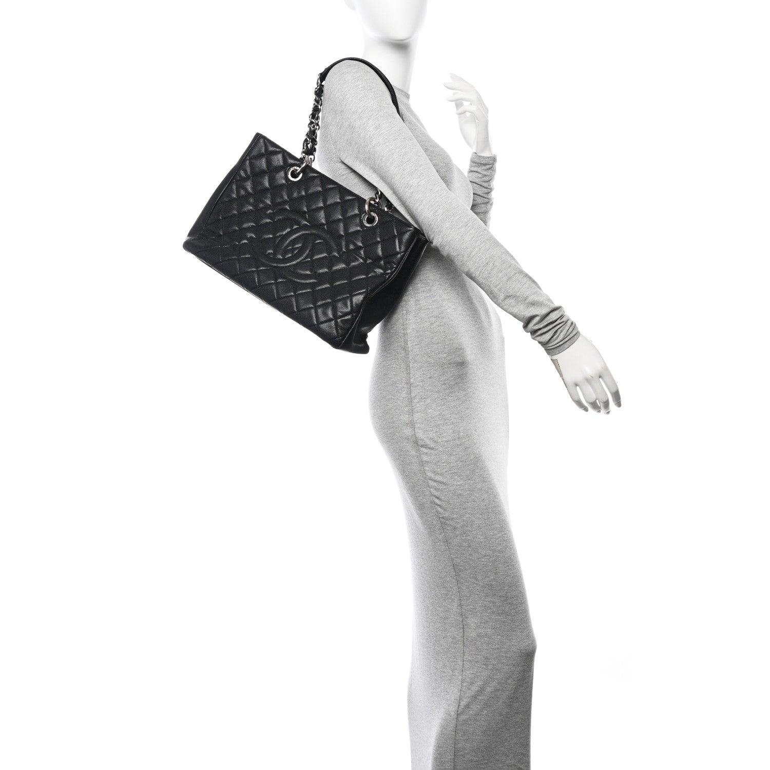 Caviar Quilted Grand Shopping Tote GST Black