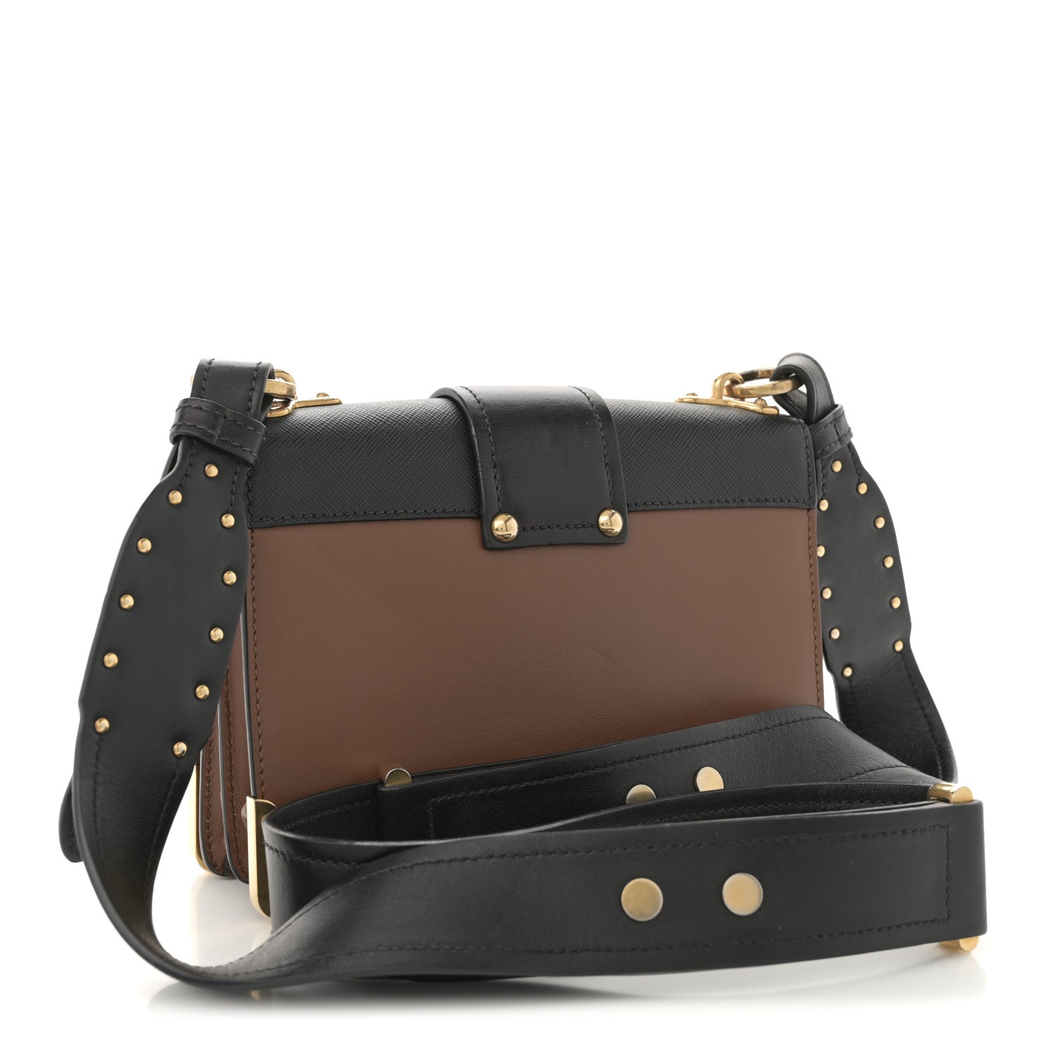 City Calfskin Saffiano Cahier Bag Caramel Black