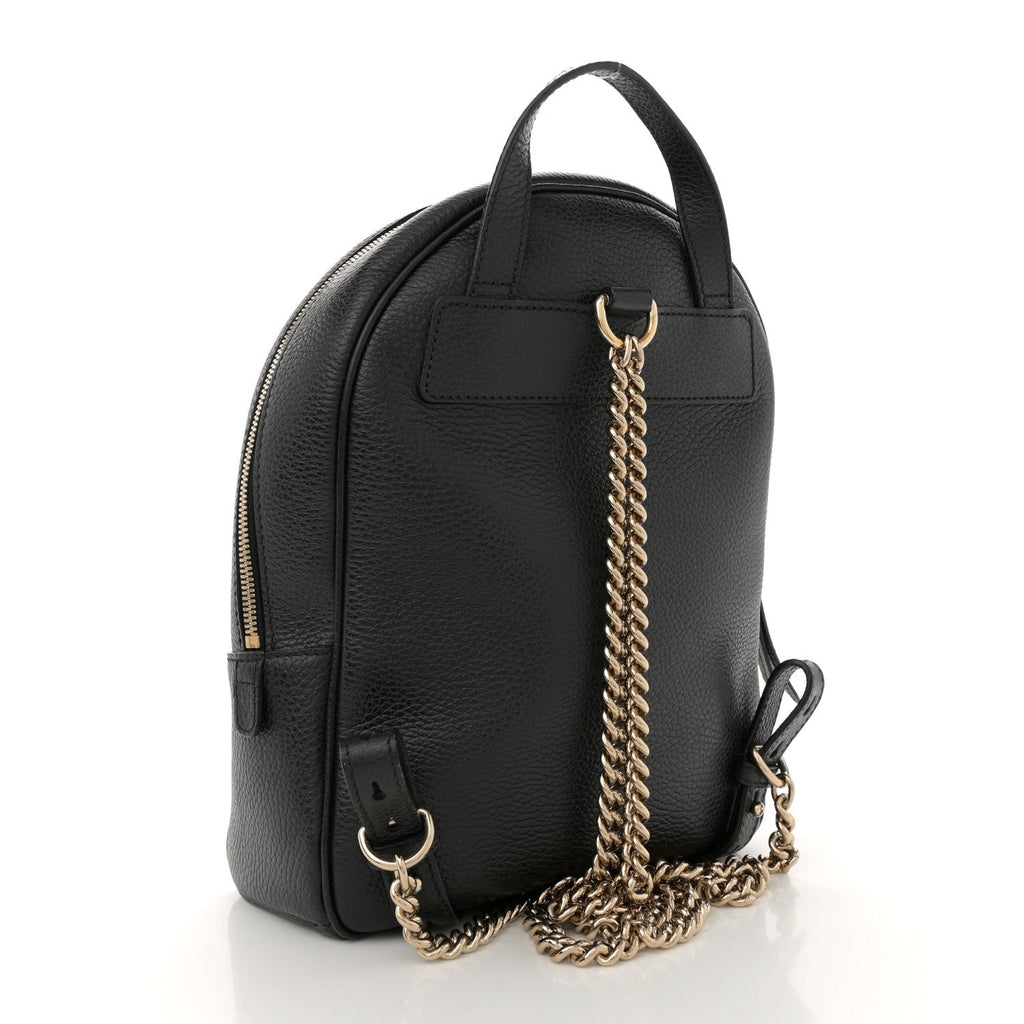 Pebbled Calfskin Soho Chain Backpack Black