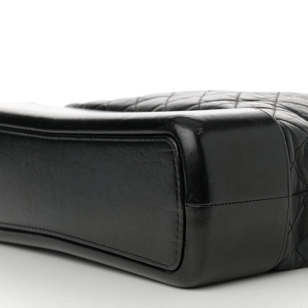 Aged Calfskin Quilted Maxi Gabrielle Hobo Black