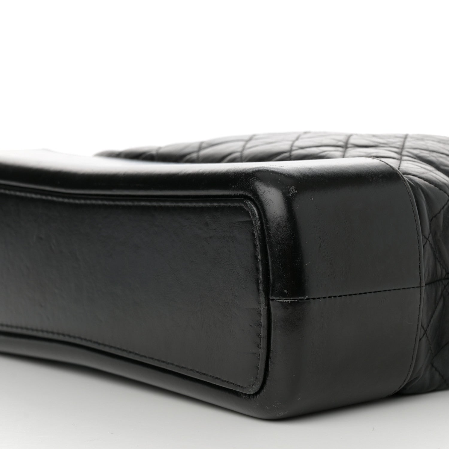 Aged Calfskin Quilted Maxi Gabrielle Hobo Black