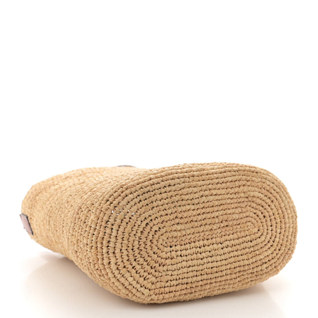 Calfskin Raffia Parrot Paulas Ibiza Pochette Bag Natural Tan