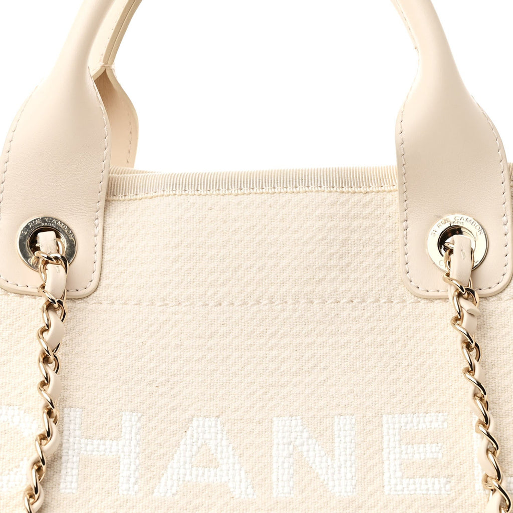Canvas Small Deauville Tote Beige