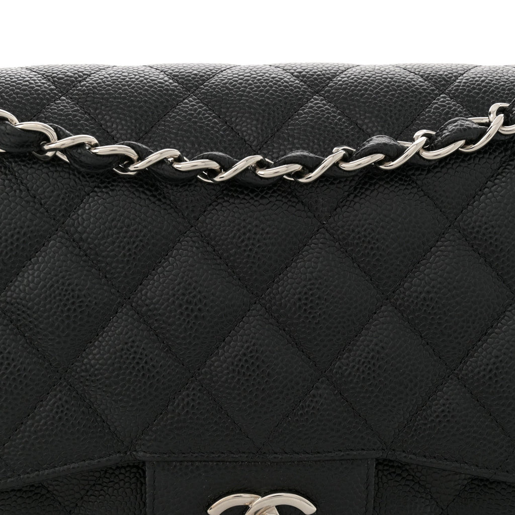 Caviar Quilted Jumbo Double Flap Black