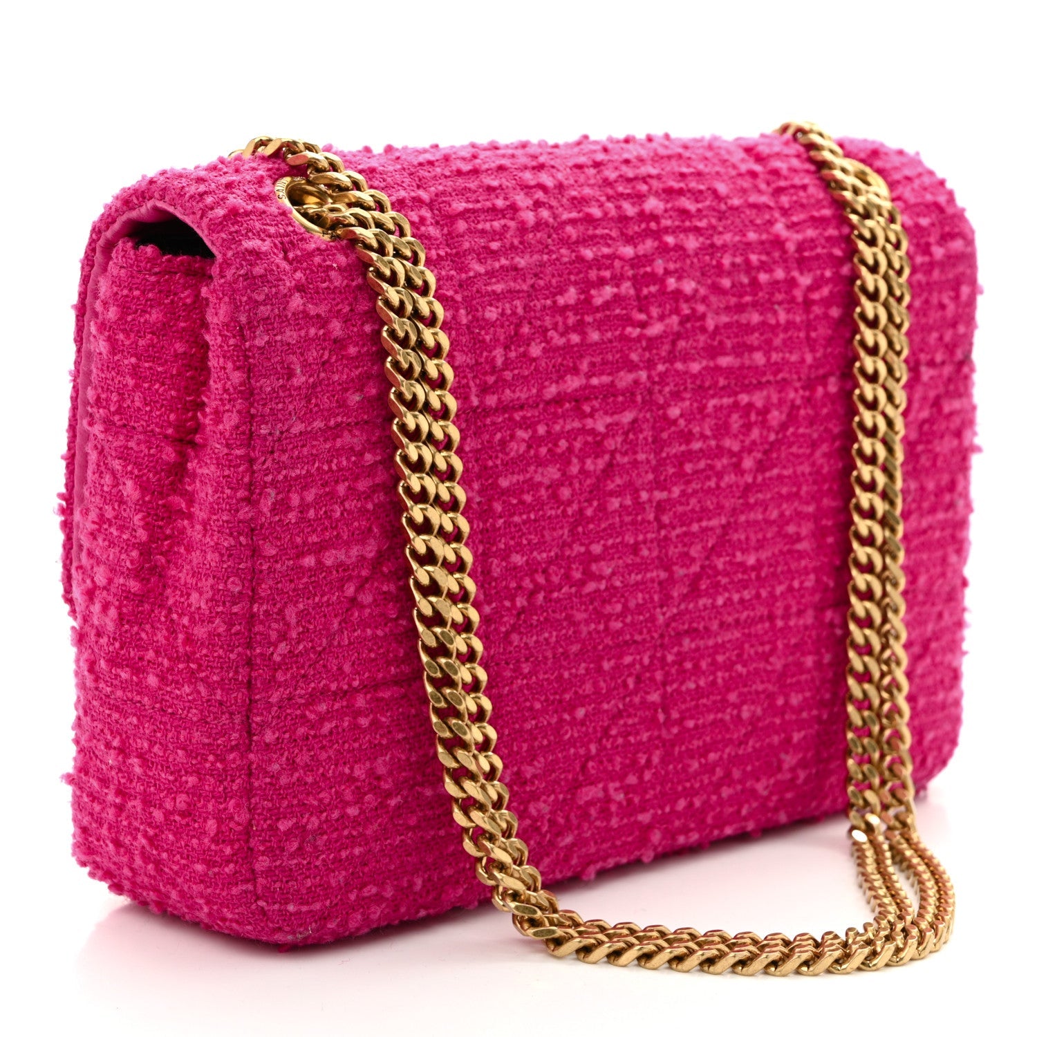 Boucle Tweed Patchwork Monogram Medium Jamie Baguette Magenta