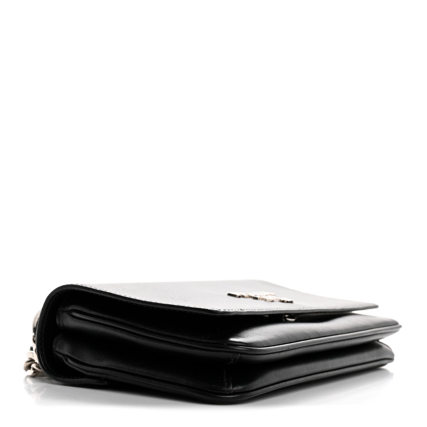 Saffiano Soft Calfskin Chain Crossbody Bag Black