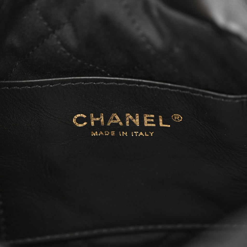 Shiny Calfskin Quilted Mini Chanel 22 Black