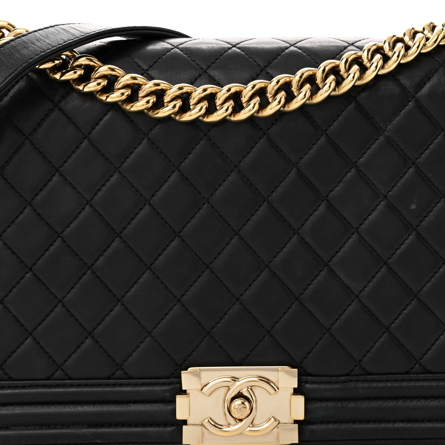Lambskin Quilted New Medium Boy Flap Black