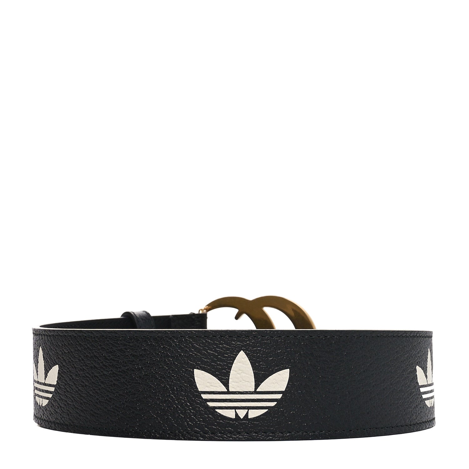 X ADIDAS Textured Dollar Calfskin Double G 40mm Belt 75 30 Black