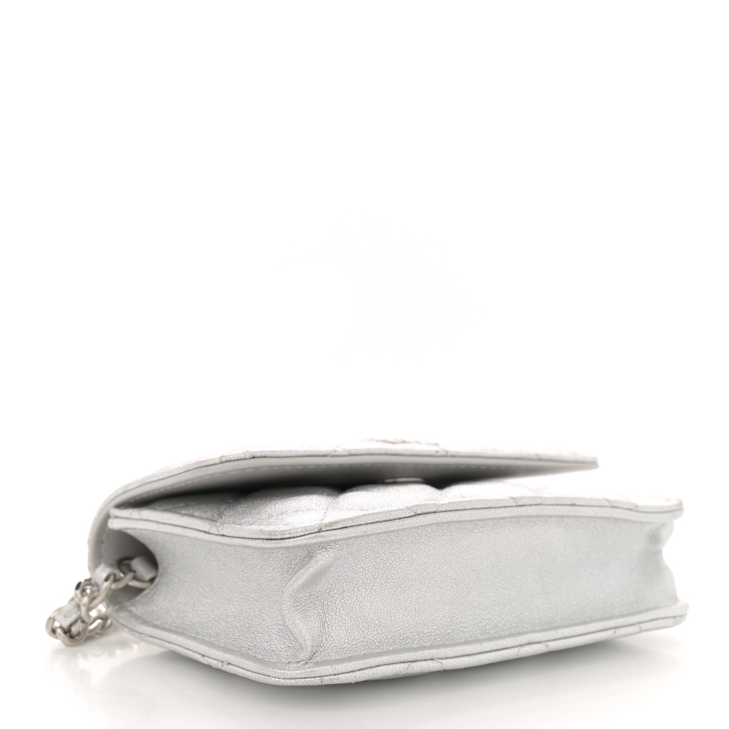 Metallic Goatskin Quilted Star Flap Waist Belt Bag Silver