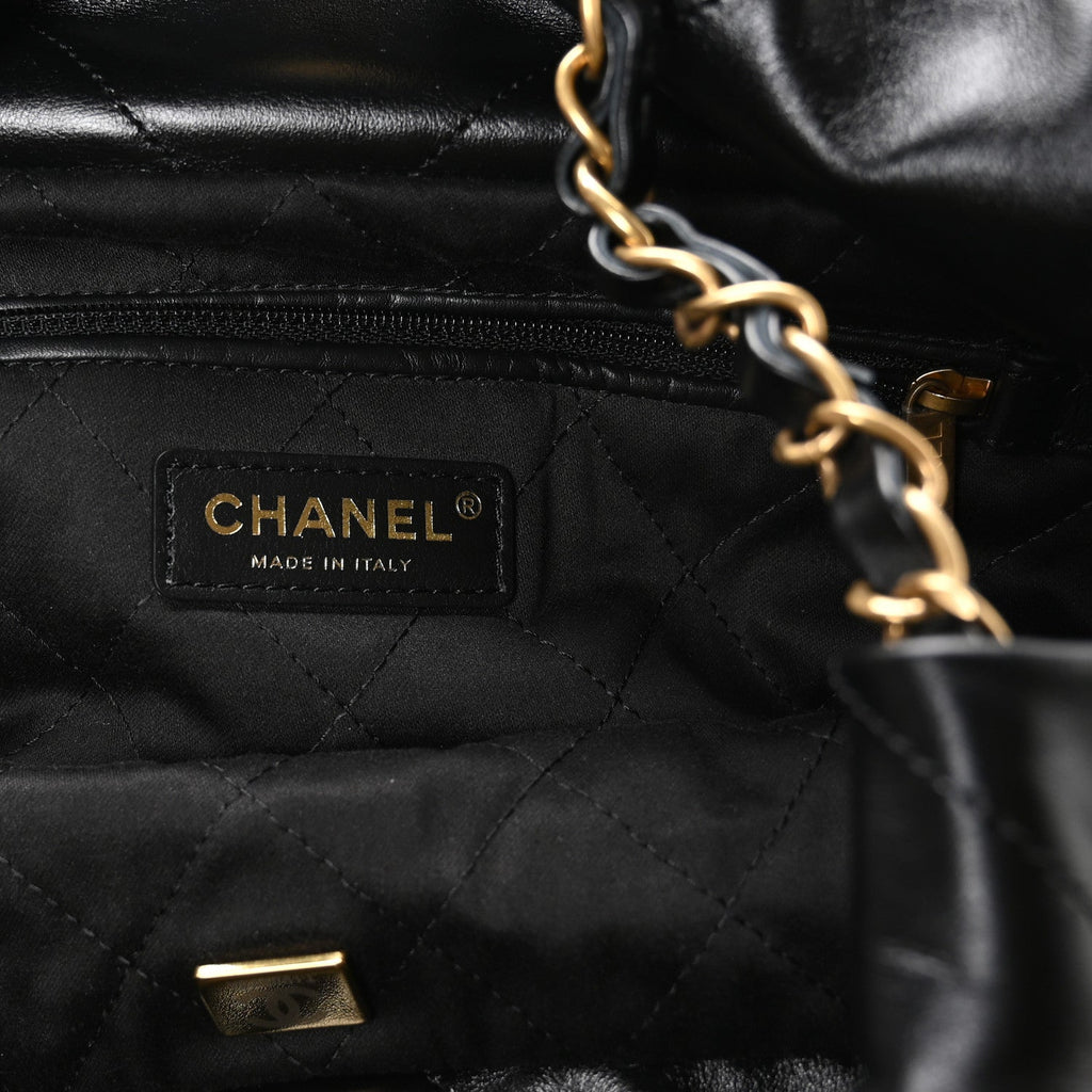 Shiny Calfskin Quilted Small Chanel 22 Black