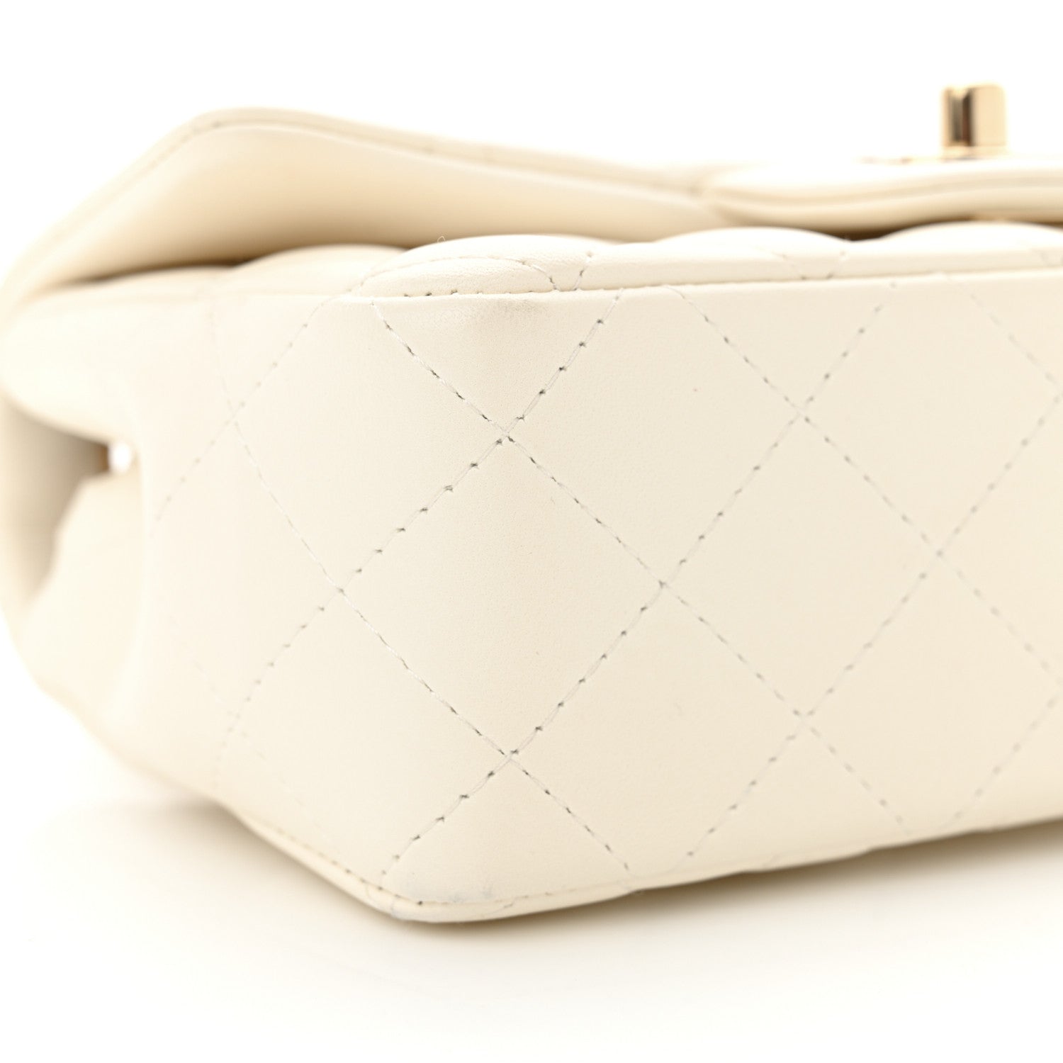 Lambskin Quilted Mini Rectangular Flap White