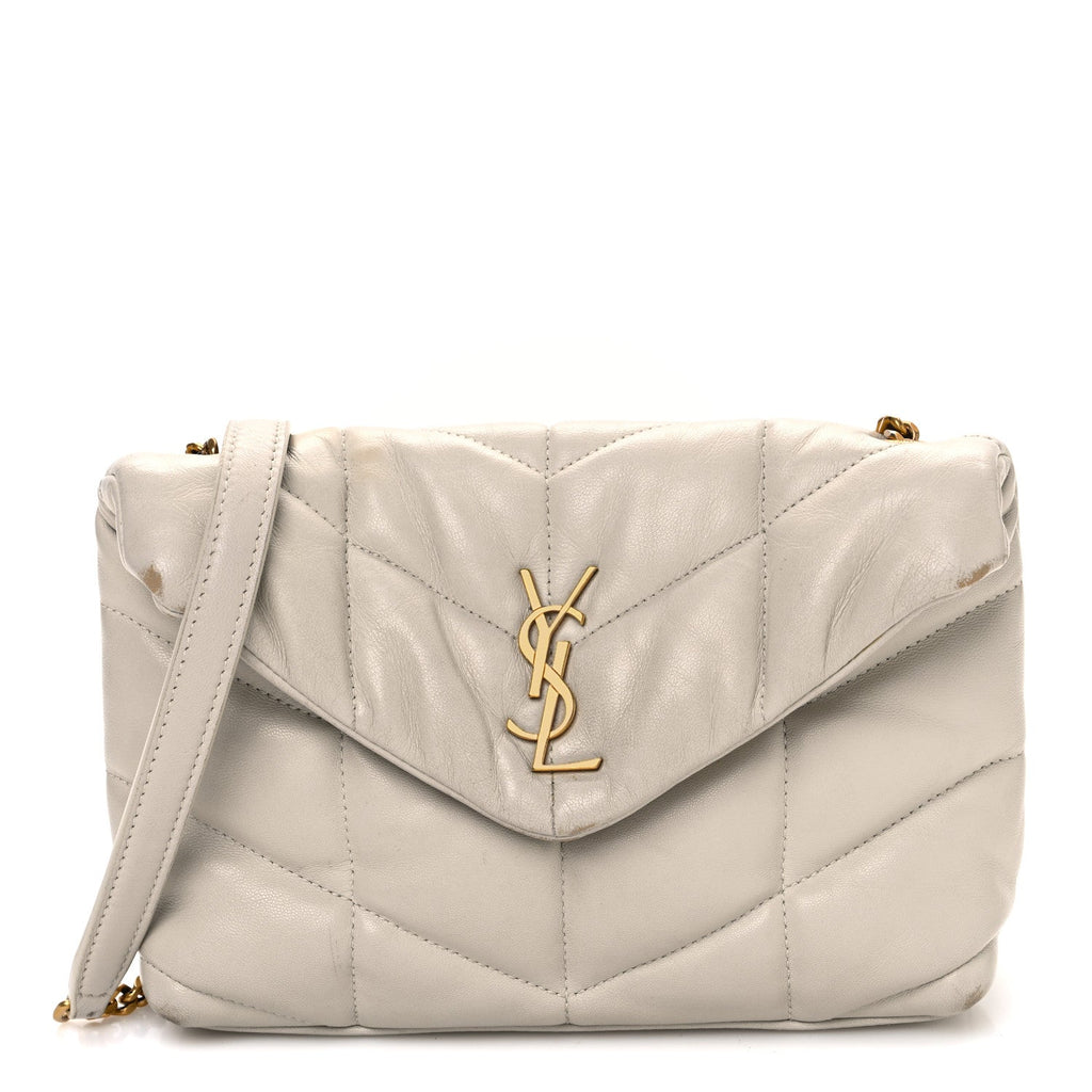 Lambskin Quilted Toy Loulou Puffer Monogram Chain Satchel Crema Soft