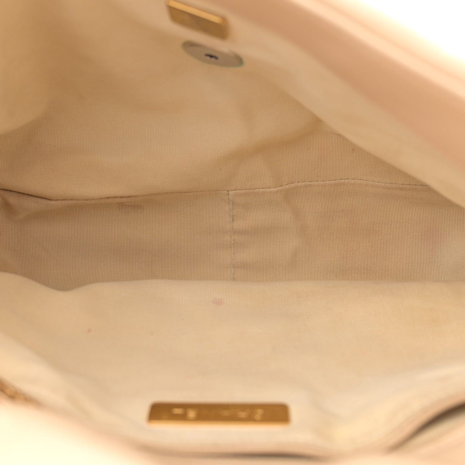 Goatskin Quilted Large Chanel 19 Flap Light Beige