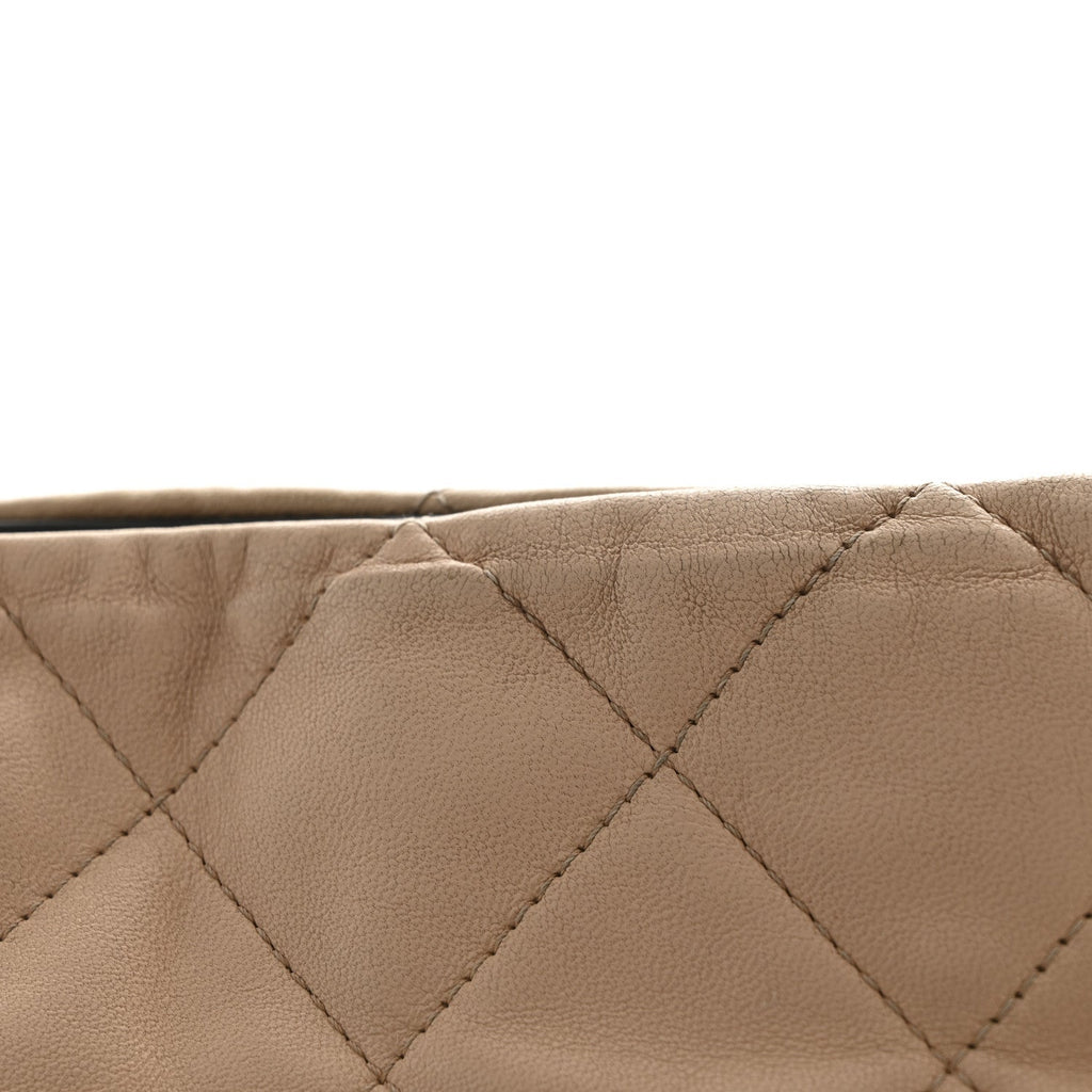 Lambskin Quilted CC Shopping Tote Black Rose Clair