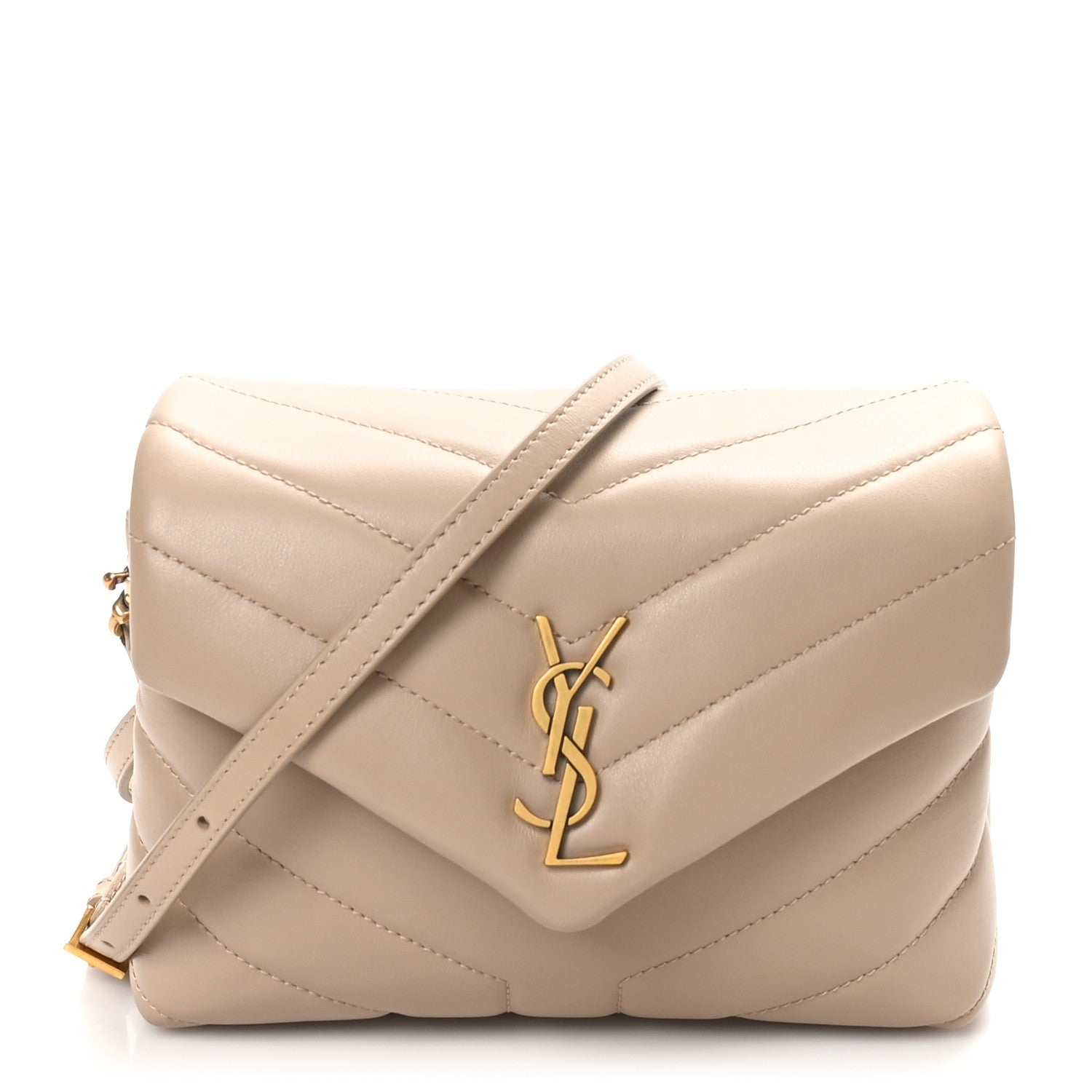 Calfskin Y Quilted Monogram Toy Loulou Crossbody Bag Dark Beige