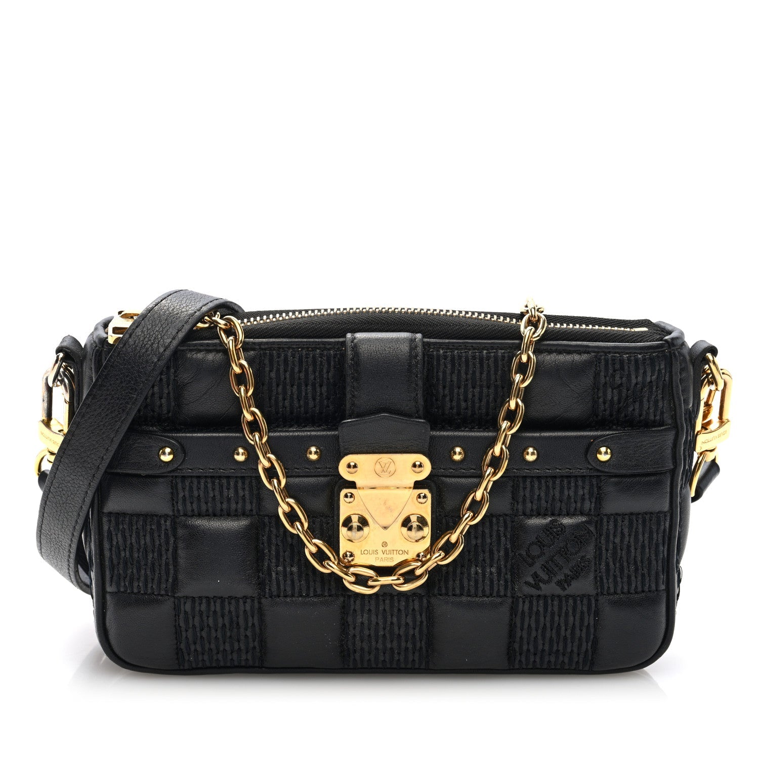Damier Quilt Lambskin Troca Pochette Black