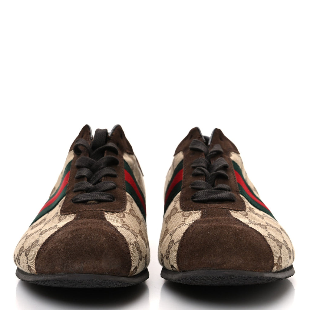 GG Monogram Suede Vintage Web Mens Sneakers 10.5 Dark Chestnut