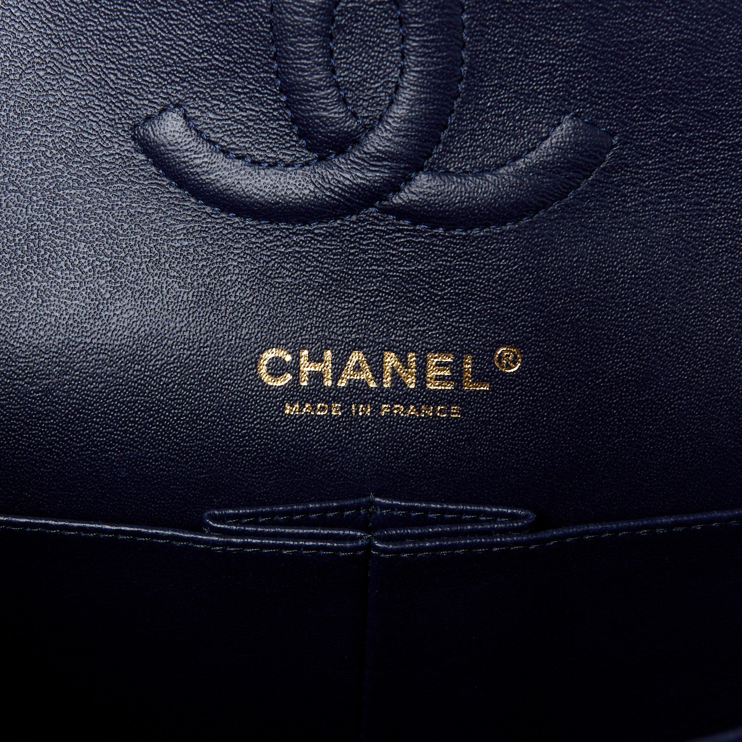 Caviar Quilted Medium Double Flap Navy