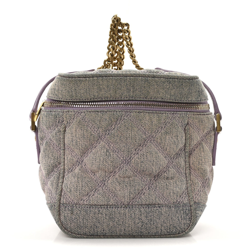 Denim Quilted 80's Vanity Bag Bleached Lilac