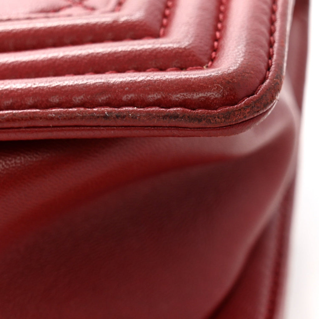 Lambskin Quilted New Medium Boy Flap Dark Red