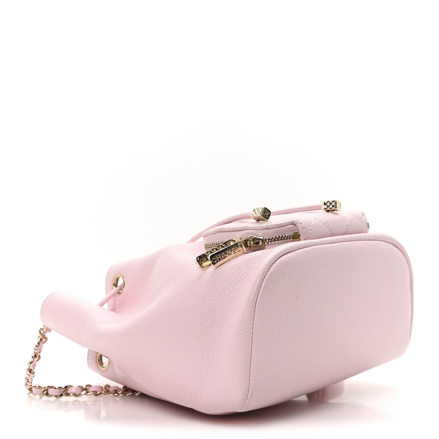 Caviar Quilted CC Pocket Bucket Bag Light Pink