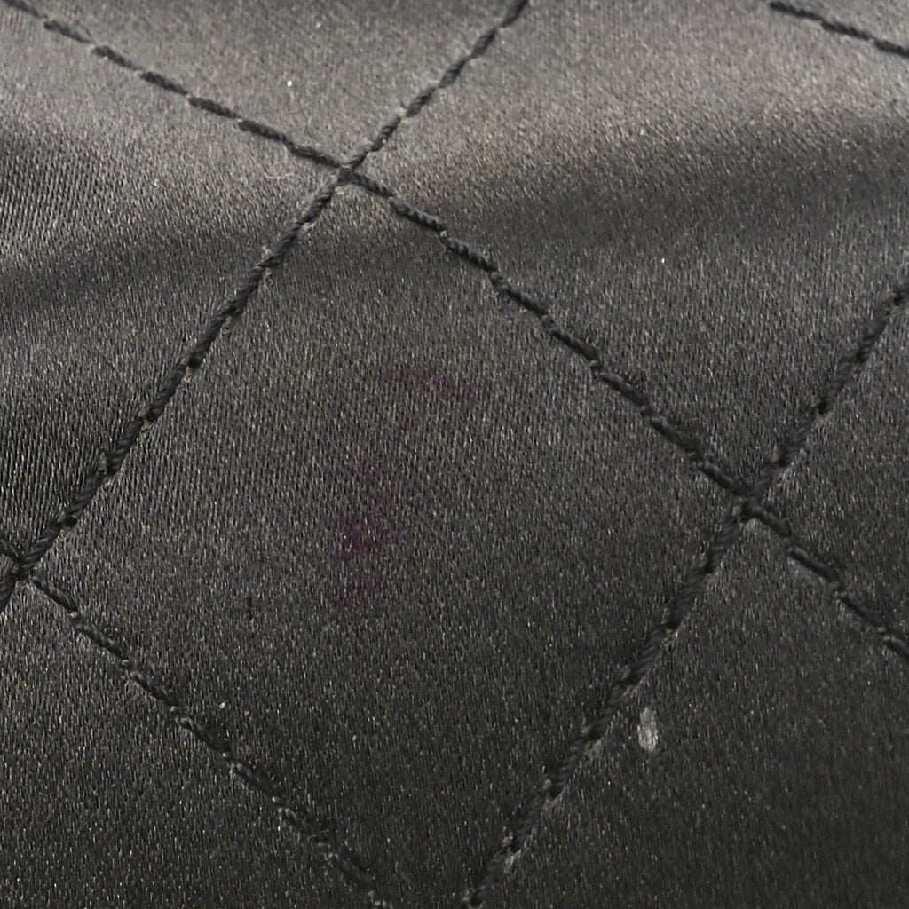 Satin Quilted Crystal CC Square Flap Grey