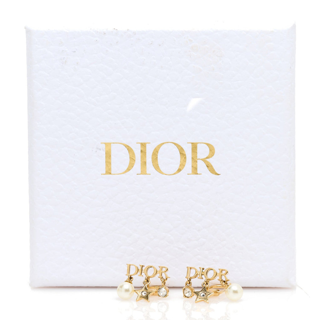 Pearl Crystal Dio(r)evolution Star Clip On Earrings Gold