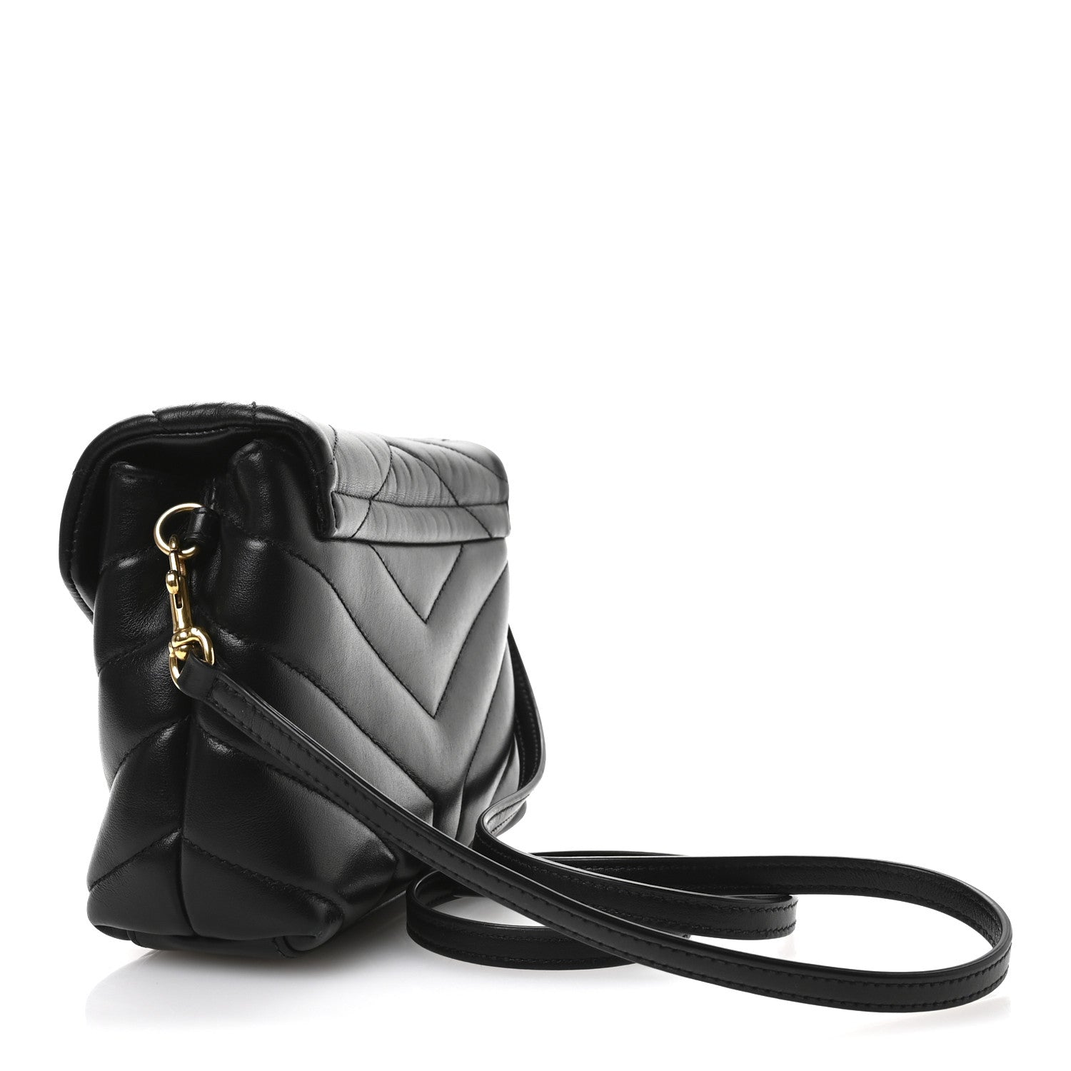 Calfskin Y Quilted Monogram Toy Loulou Crossbody Bag Black