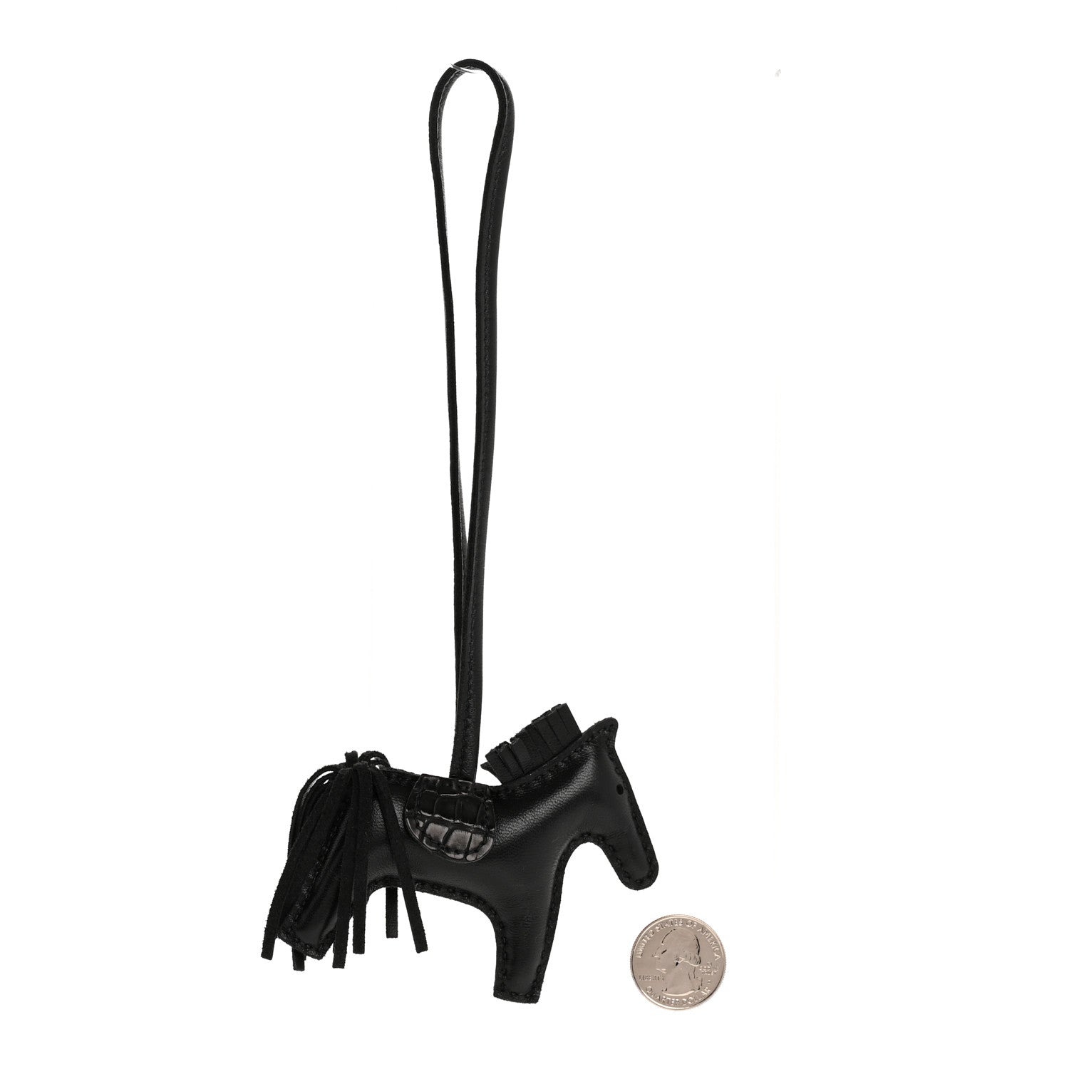 Milo Lambskin Matte Alligator Touch Grigri Rodeo Horse Bag Charm PM So Black