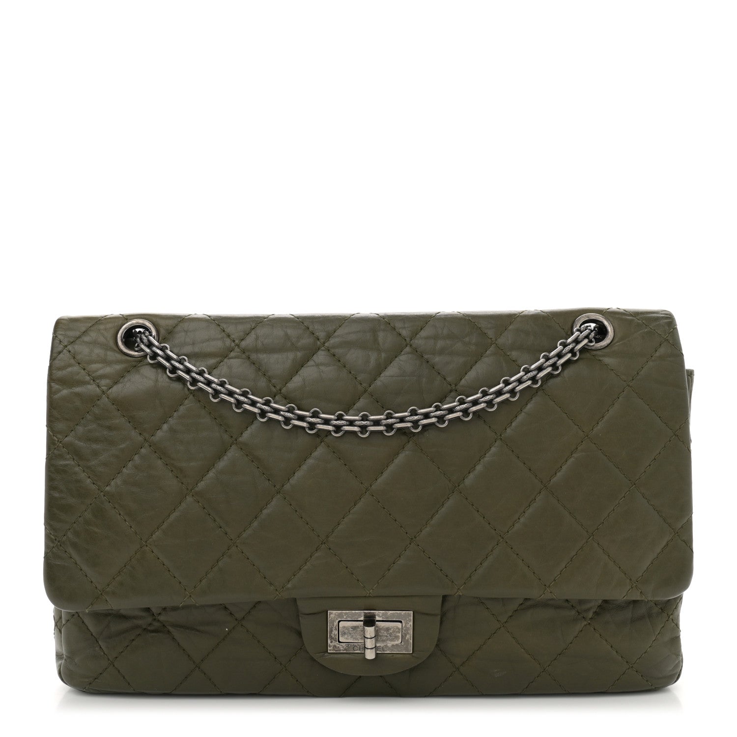 Aged Calfskin Quilted 2.55 Reissue 227 Flap Dark Green