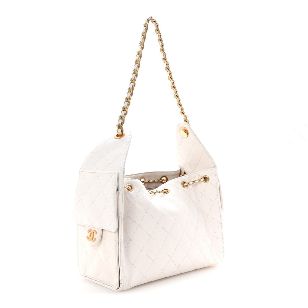 Caviar Quilted Small Chanel 25 Handbag White