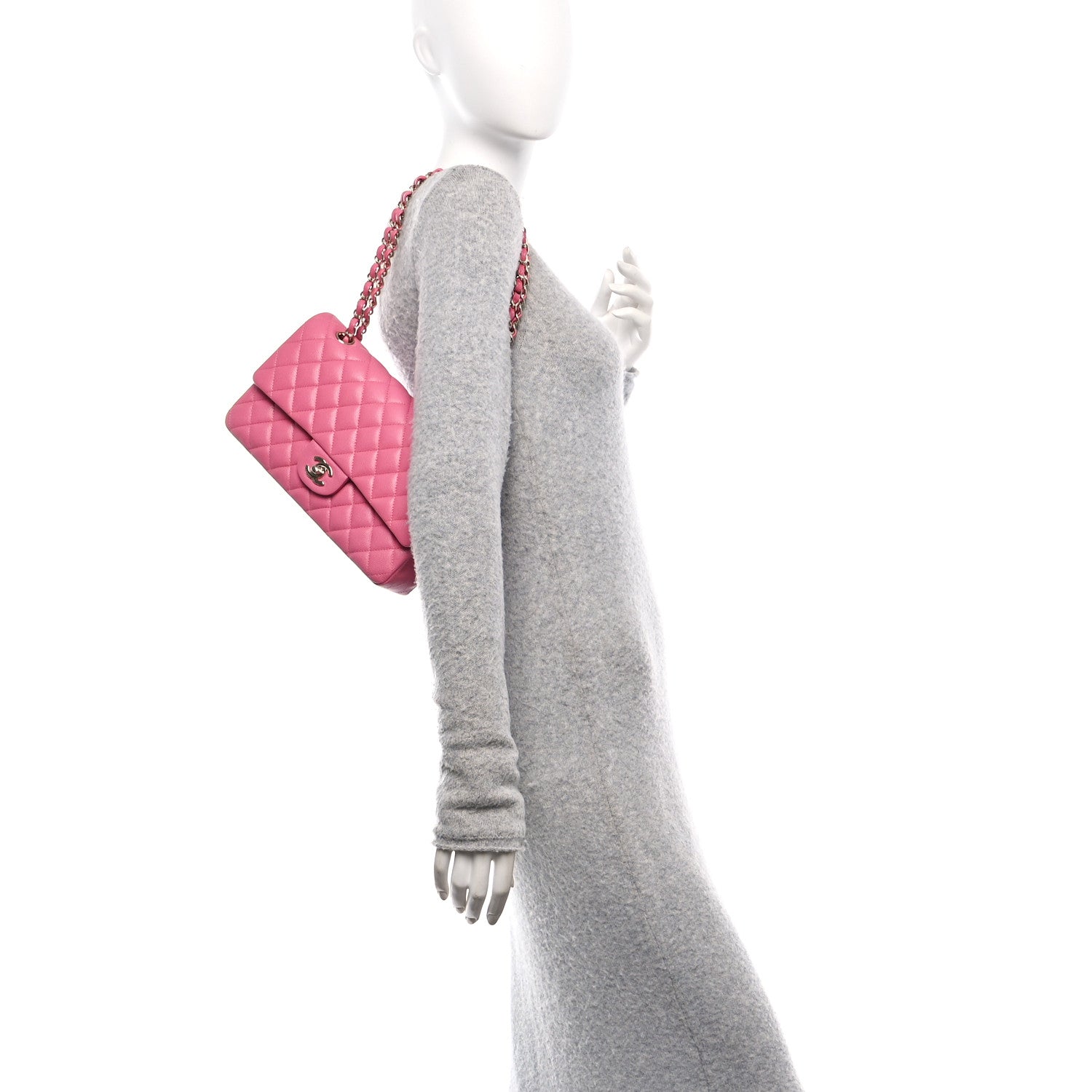 Caviar Quilted Medium Double Flap Pink
