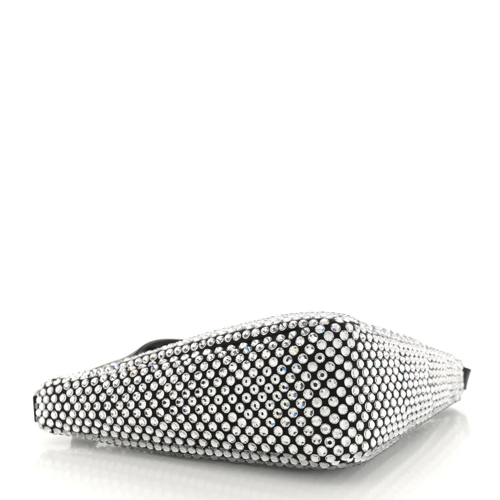 Satin Crystal Triangle Pouch Cristal