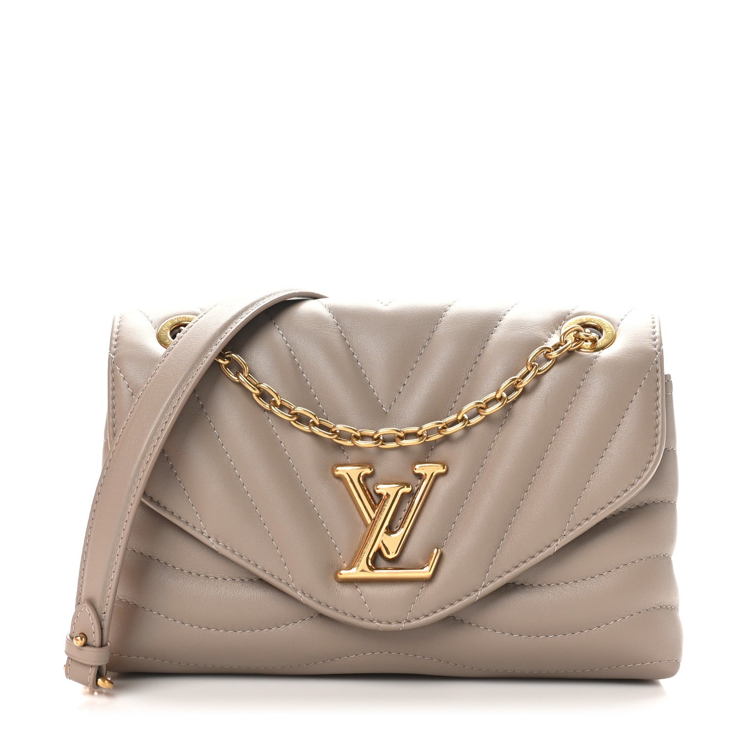 Calfskin LV New Wave Chain Bag Taupe