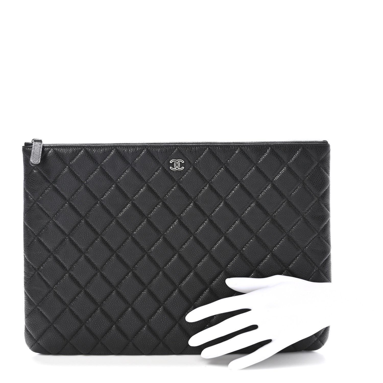 Caviar Quilted Large Cosmetic Case Black