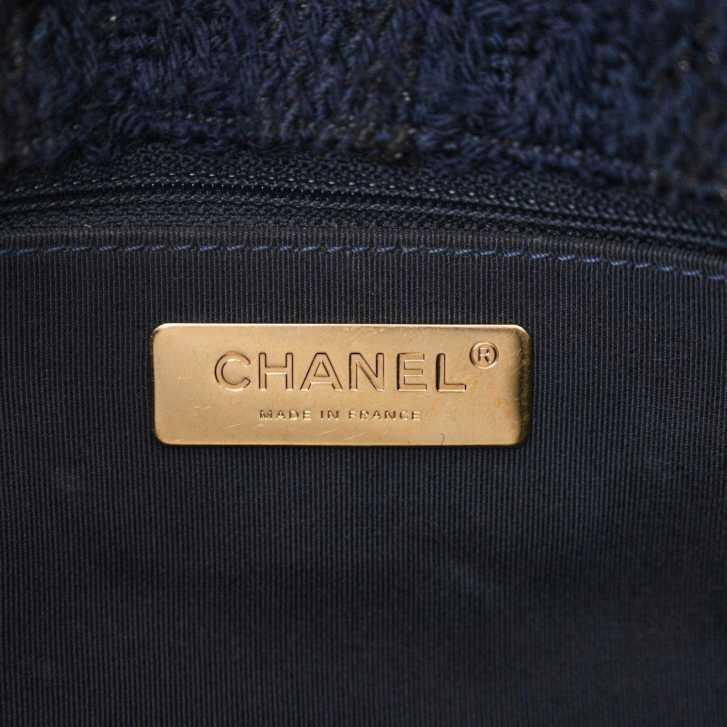 Tweed Quilted Large Chanel 19 Flap Navy Blue