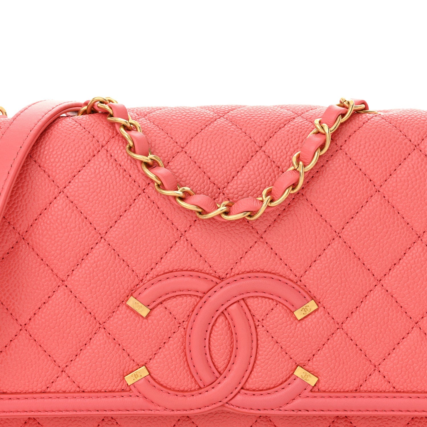 Caviar Quilted Medium CC Filigree Flap Pink