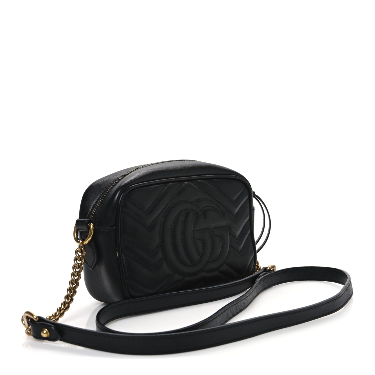 Calfskin Matelasse Mini GG Marmont Chain Shoulder Bag Black