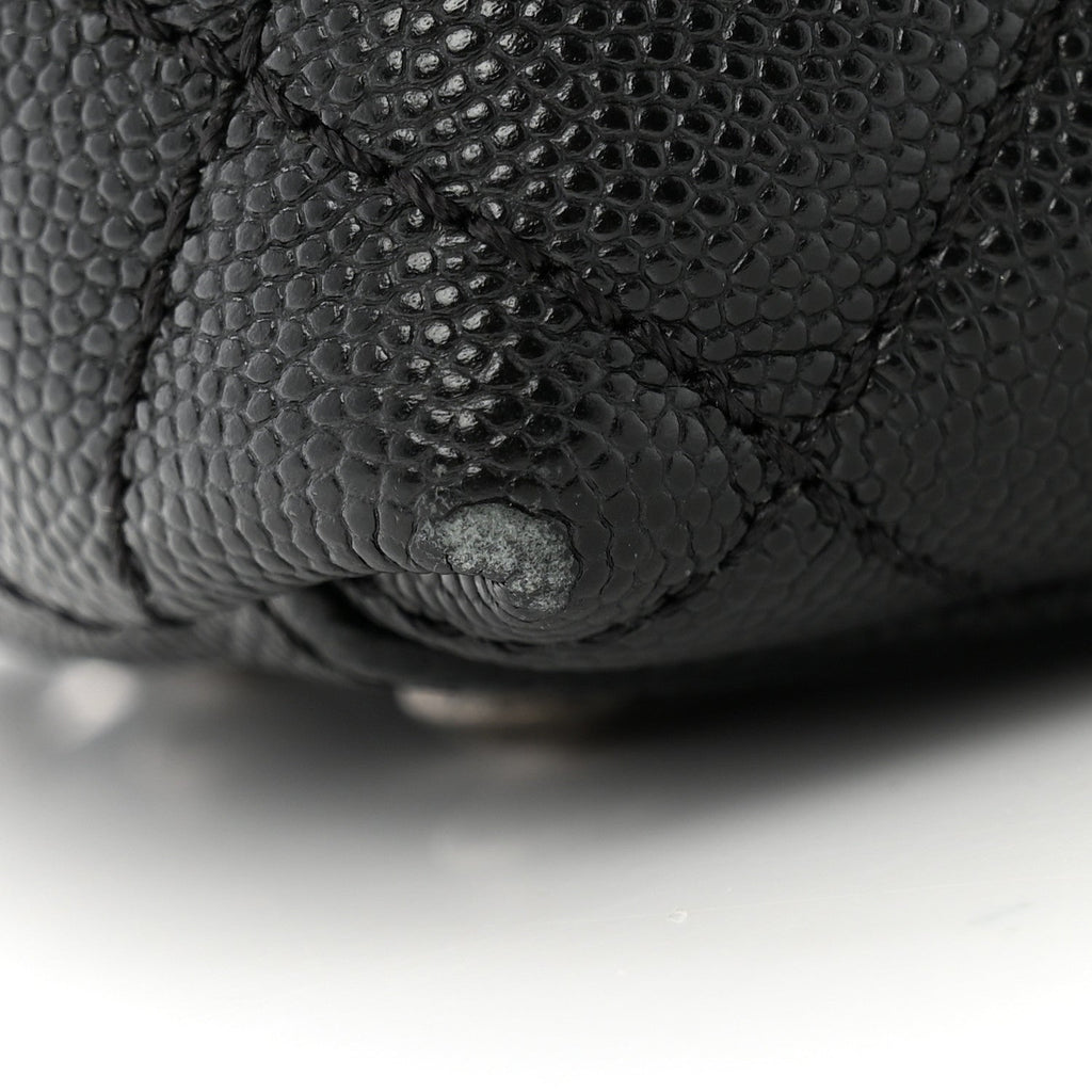 Caviar Lizard Embossed Quilted Mini Coco Handle Flap Black