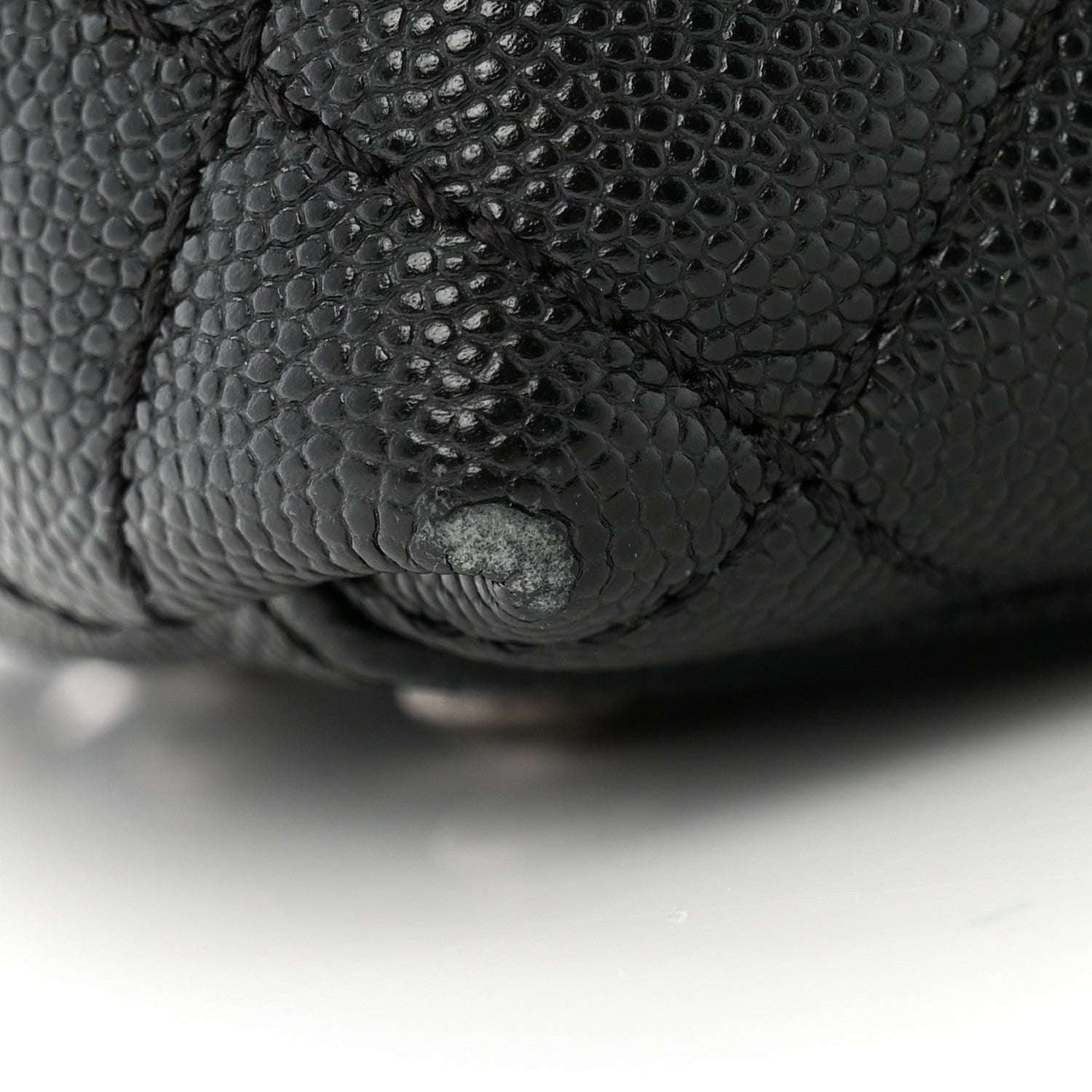 Caviar Lizard Embossed Quilted Mini Coco Handle Flap Black